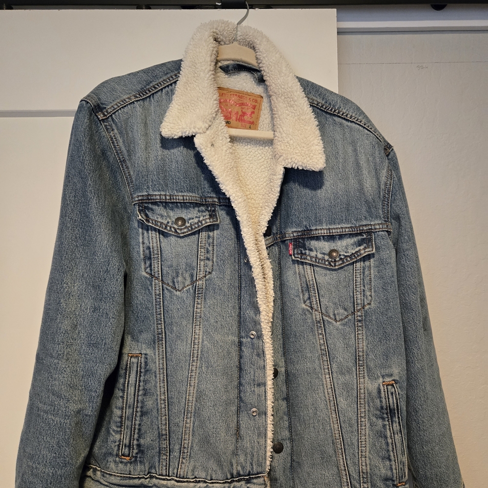 Levi's Blue Denim Sherpa Jacket